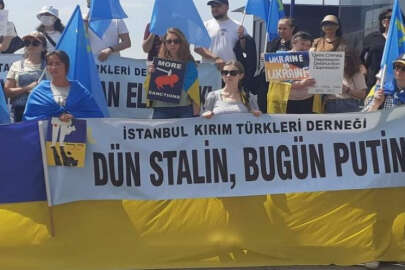 İstanbul Taksim'de 18 Mayıs Kırım Tatar Sürgünü ve Soykırımının 78. yıl dönümü basın açıklaması