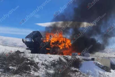 Zengezur'da Rus ordusuna ait mühimmatın olduğu kamyon infilak etti!