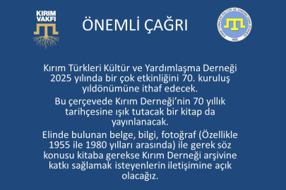 Kırım Derneğinin 70 yıllık tarihçesi yazılıyor